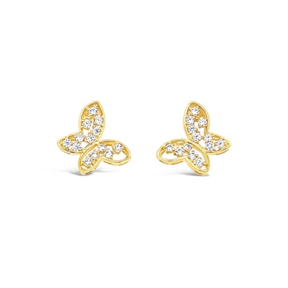 Gorgeous 14K Gold Vermeil Dainty Butterfly Earrings & Necklace Set - Picture 3 of 8